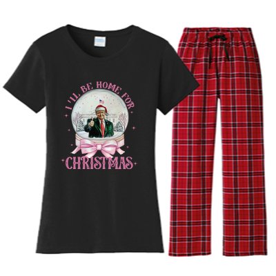 ILl Be Home For Christmas Trump Xmas 2024 Women's Flannel Pajama Set