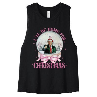 ILl Be Home For Christmas Trump Xmas 2024 Women's Racerback Cropped Tank