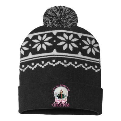 ILl Be Home For Christmas Trump Xmas 2024 USA-Made Snowflake Beanie