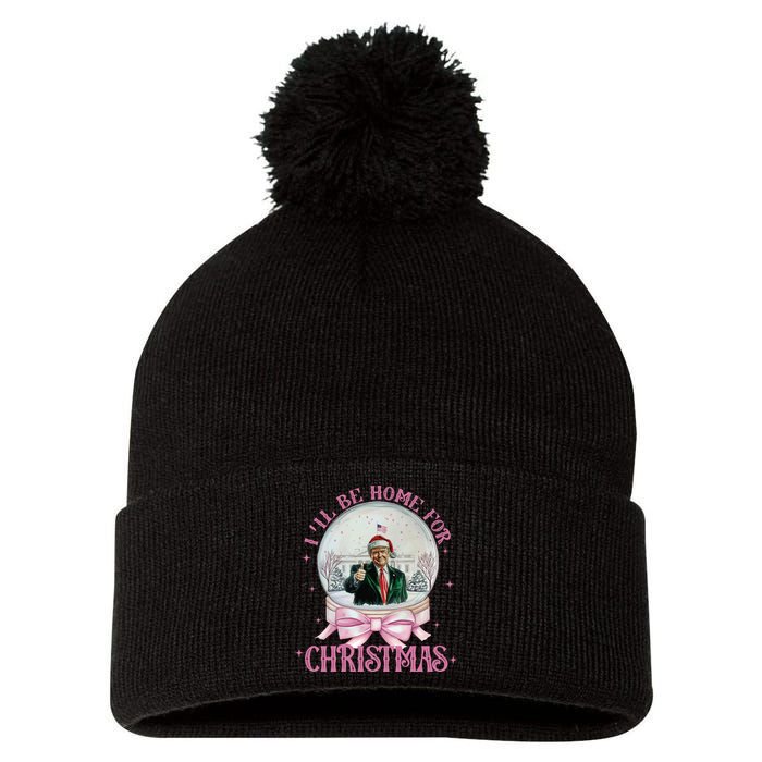 ILl Be Home For Christmas Trump Xmas 2024 Pom Pom 12in Knit Beanie