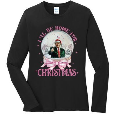 ILl Be Home For Christmas Trump Xmas 2024 Ladies Long Sleeve Shirt