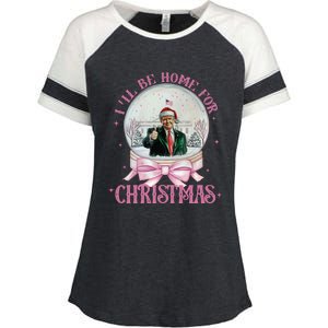 ILl Be Home For Christmas Trump Xmas 2024 Enza Ladies Jersey Colorblock Tee