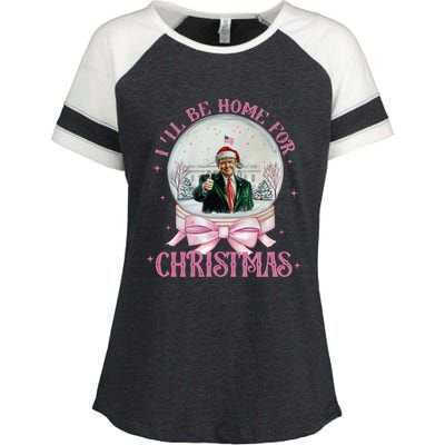 ILl Be Home For Christmas Trump Xmas 2024 Enza Ladies Jersey Colorblock Tee