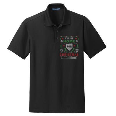 Ill Be Home For Christmas Baseball Ugly Christmas Dry Zone Grid Polo