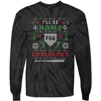 Ill Be Home For Christmas Baseball Ugly Christmas Tie-Dye Long Sleeve Shirt