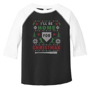 Ill Be Home For Christmas Baseball Ugly Christmas Toddler Fine Jersey T-Shirt