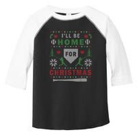 Ill Be Home For Christmas Baseball Ugly Christmas Toddler Fine Jersey T-Shirt