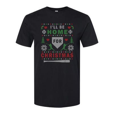 Ill Be Home For Christmas Baseball Ugly Christmas Softstyle® CVC T-Shirt