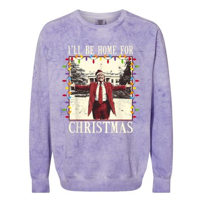 ILl Be Home For Christmas 2024 Family Xmas Pajamas Matching Colorblast Crewneck Sweatshirt