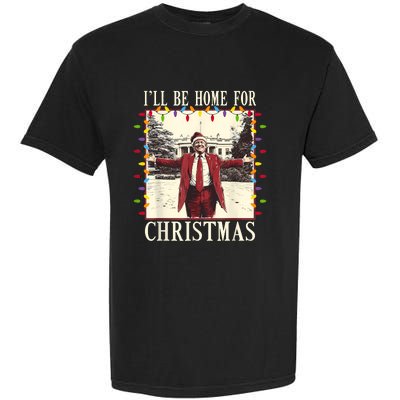 ILl Be Home For Christmas 2024 Family Xmas Pajamas Matching Garment-Dyed Heavyweight T-Shirt