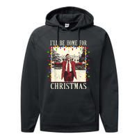 ILl Be Home For Christmas 2024 Family Xmas Pajamas Matching Performance Fleece Hoodie