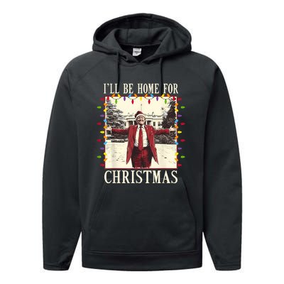 ILl Be Home For Christmas 2024 Family Xmas Pajamas Matching Performance Fleece Hoodie