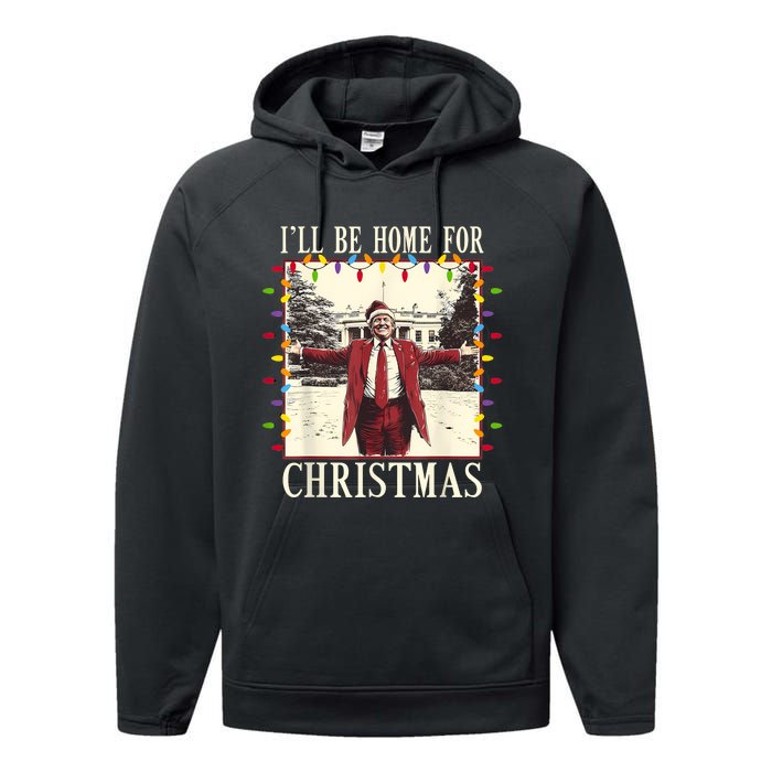 ILl Be Home For Christmas 2024 Family Xmas Pajamas Matching Performance Fleece Hoodie