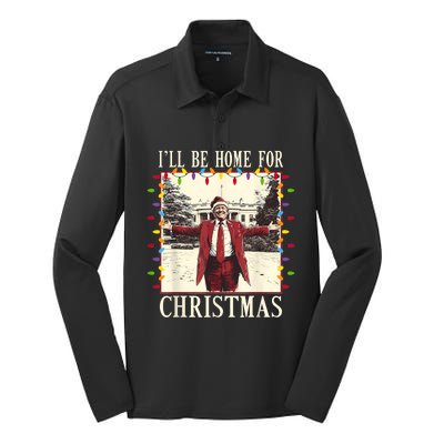 ILl Be Home For Christmas 2024 Family Xmas Pajamas Matching Silk Touch Performance Long Sleeve Polo