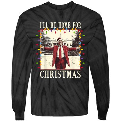 ILl Be Home For Christmas 2024 Family Xmas Pajamas Matching Tie-Dye Long Sleeve Shirt