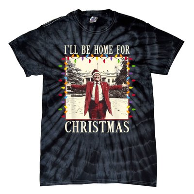 ILl Be Home For Christmas 2024 Family Xmas Pajamas Matching Tie-Dye T-Shirt