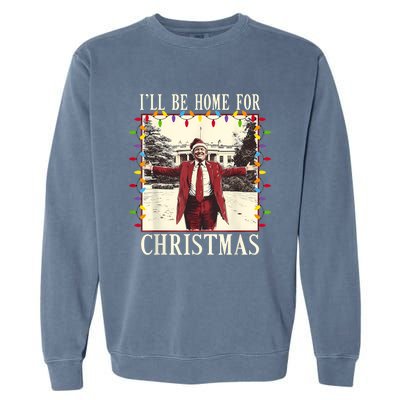 ILl Be Home For Christmas 2024 Family Xmas Pajamas Matching Garment-Dyed Sweatshirt