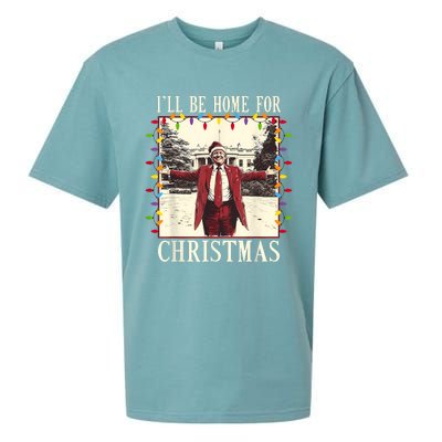 ILl Be Home For Christmas 2024 Family Xmas Pajamas Matching Sueded Cloud Jersey T-Shirt