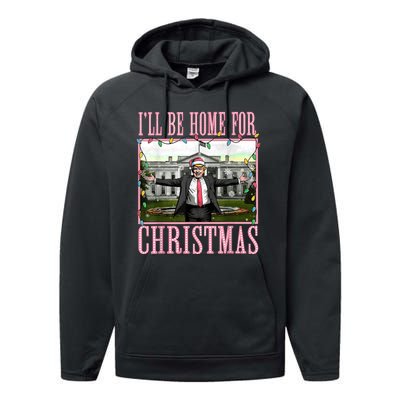 Ill Be Home For Christmas Funny Santa Claus Trump 2024 Performance Fleece Hoodie