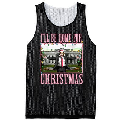 Ill Be Home For Christmas Funny Santa Claus Trump 2024 Mesh Reversible Basketball Jersey Tank