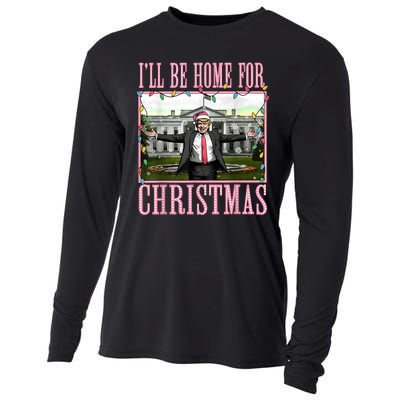 Ill Be Home For Christmas Funny Santa Claus Trump 2024 Cooling Performance Long Sleeve Crew