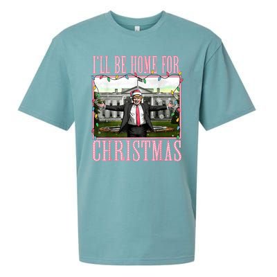 Ill Be Home For Christmas Funny Santa Claus Trump 2024 Sueded Cloud Jersey T-Shirt