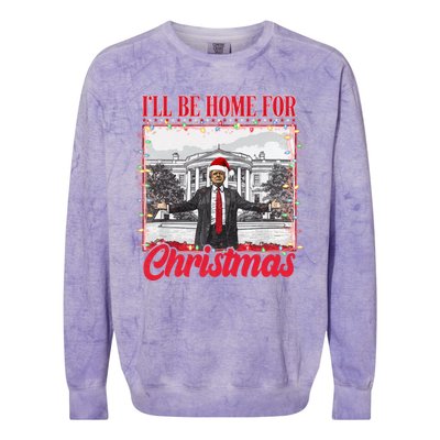 Ill Be Home For Christmas Santa Funny Trump Xmas Pajamas Colorblast Crewneck Sweatshirt