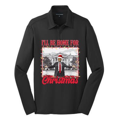 Ill Be Home For Christmas Santa Funny Trump Xmas Pajamas Silk Touch Performance Long Sleeve Polo