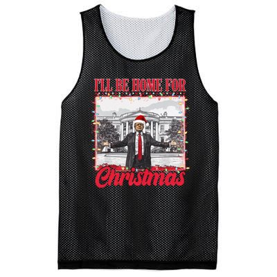 Ill Be Home For Christmas Santa Funny Trump Xmas Pajamas Mesh Reversible Basketball Jersey Tank