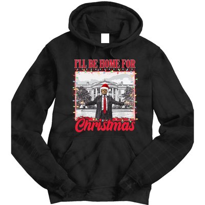 Ill Be Home For Christmas Santa Funny Trump Xmas Pajamas Tie Dye Hoodie