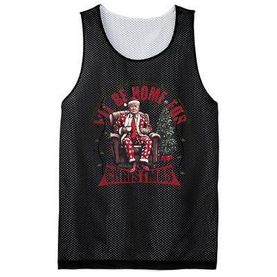 ILl Be Home For Christmas Santa Funny Trump Xmas Pajamas Mesh Reversible Basketball Jersey Tank