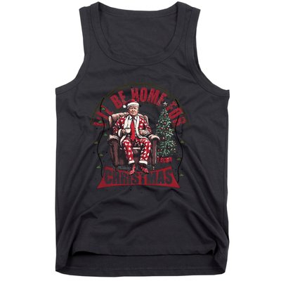 ILl Be Home For Christmas Santa Funny Trump Xmas Pajamas Tank Top