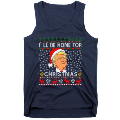 ILl Be Home For Christmas Santa Trump Xmas Pajamas Funny Tank Top