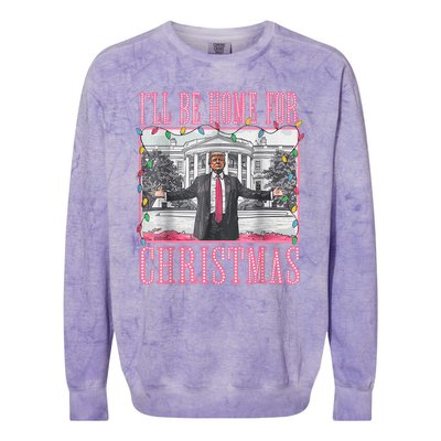 Ill Be Home For Christmas Santa Funny Trump Xmas Pajamas Colorblast Crewneck Sweatshirt