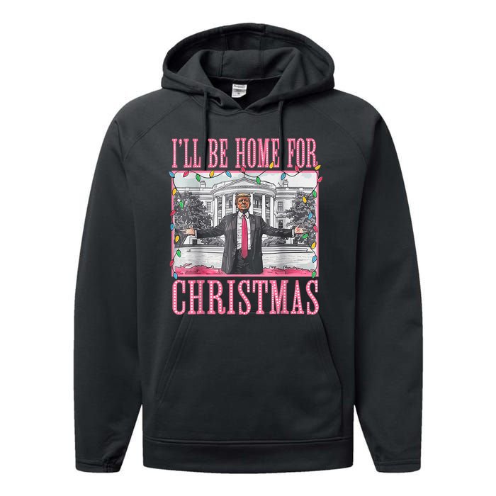 Ill Be Home For Christmas Santa Funny Trump Xmas Pajamas Performance Fleece Hoodie