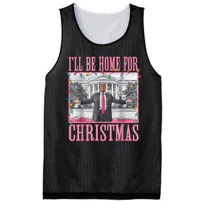 Ill Be Home For Christmas Santa Funny Trump Xmas Pajamas Mesh Reversible Basketball Jersey Tank