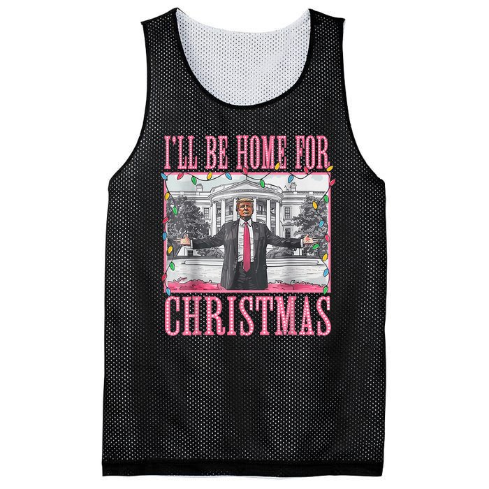 Ill Be Home For Christmas Santa Funny Trump Xmas Pajamas Mesh Reversible Basketball Jersey Tank