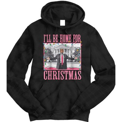 Ill Be Home For Christmas Santa Funny Trump Xmas Pajamas Tie Dye Hoodie