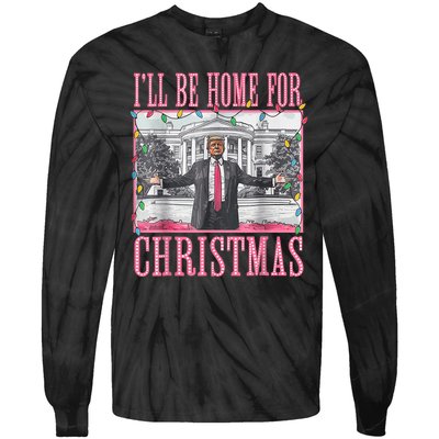 Ill Be Home For Christmas Santa Funny Trump Xmas Pajamas Tie-Dye Long Sleeve Shirt