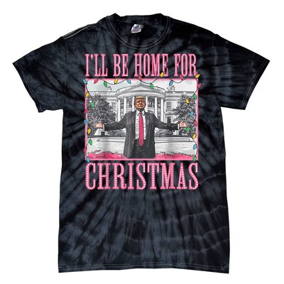 Ill Be Home For Christmas Santa Funny Trump Xmas Pajamas Tie-Dye T-Shirt