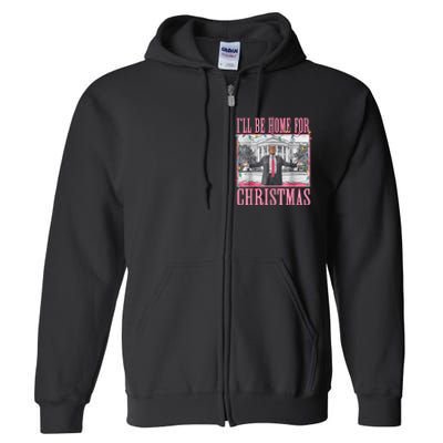 Ill Be Home For Christmas Santa Funny Trump Xmas Pajamas Full Zip Hoodie