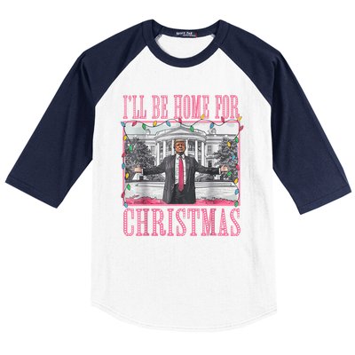 Ill Be Home For Christmas Santa Funny Trump Xmas Pajamas Baseball Sleeve Shirt