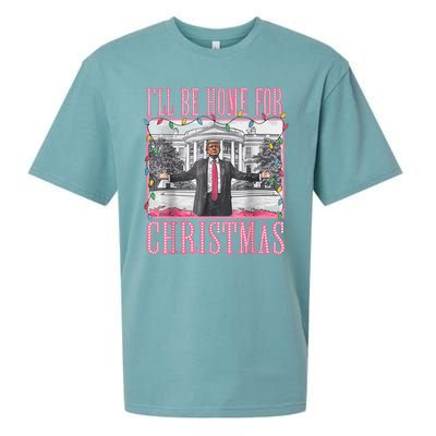 Ill Be Home For Christmas Santa Funny Trump Xmas Pajamas Sueded Cloud Jersey T-Shirt