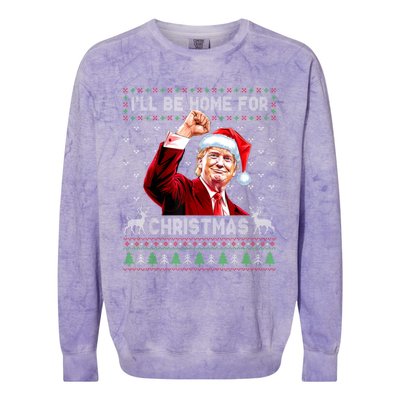 ILl Be Home For Christmas Ugly Sweaters Funny Trump 47 Xmas Colorblast Crewneck Sweatshirt