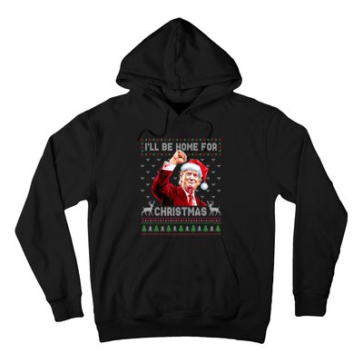 ILl Be Home For Christmas Ugly Sweaters Funny Trump 47 Xmas Hoodie