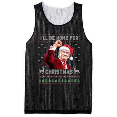 ILl Be Home For Christmas Ugly Sweaters Funny Trump 47 Xmas Mesh Reversible Basketball Jersey Tank