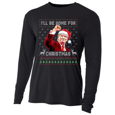 ILl Be Home For Christmas Ugly Sweaters Funny Trump 47 Xmas Cooling Performance Long Sleeve Crew