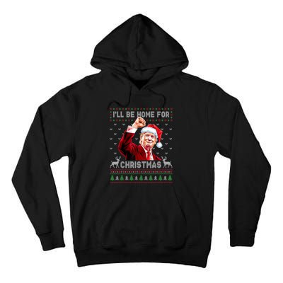 ILl Be Home For Christmas Ugly Sweaters Funny Trump 47 Xmas Tall Hoodie