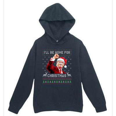 ILl Be Home For Christmas Ugly Sweaters Funny Trump 47 Xmas Urban Pullover Hoodie