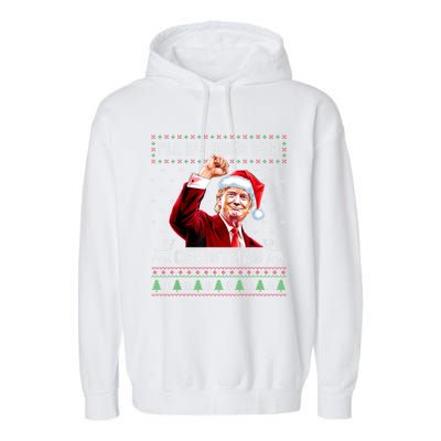 ILl Be Home For Christmas Ugly Sweaters Funny Trump 47 Xmas Garment-Dyed Fleece Hoodie